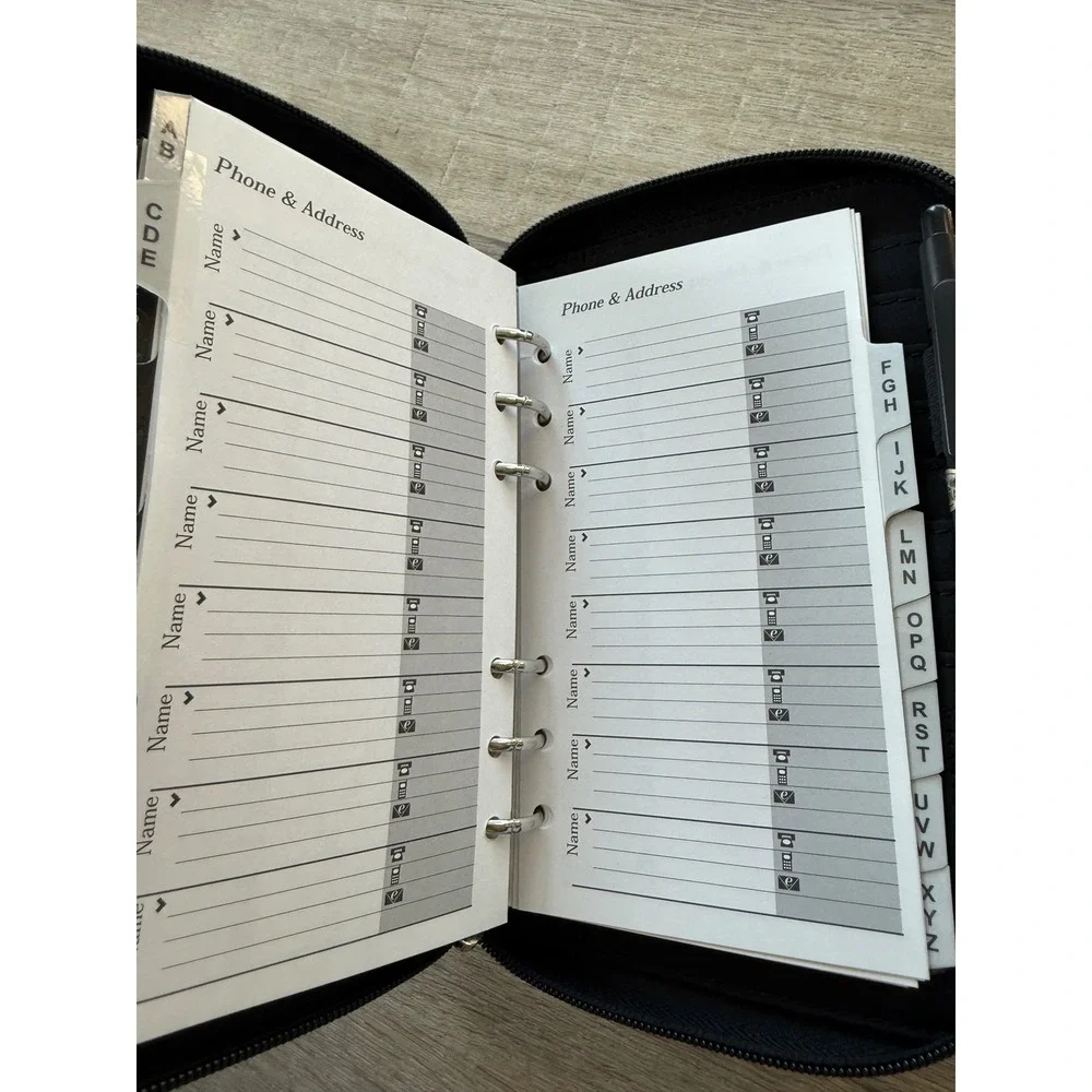 Mundi Mundex Black Faux Crocodile Zip Around Daily Planner Organizer Binder
